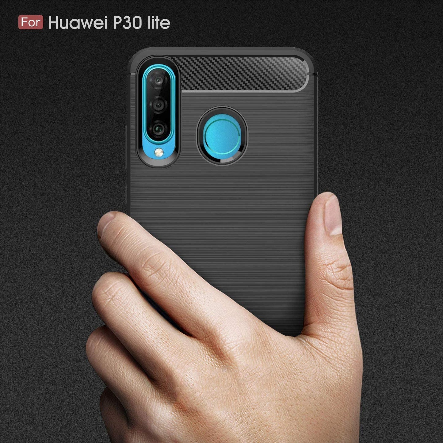 Deksel til Huawei P30 lite New Edition / P30 lite, Techsuit, Karbon, Svart