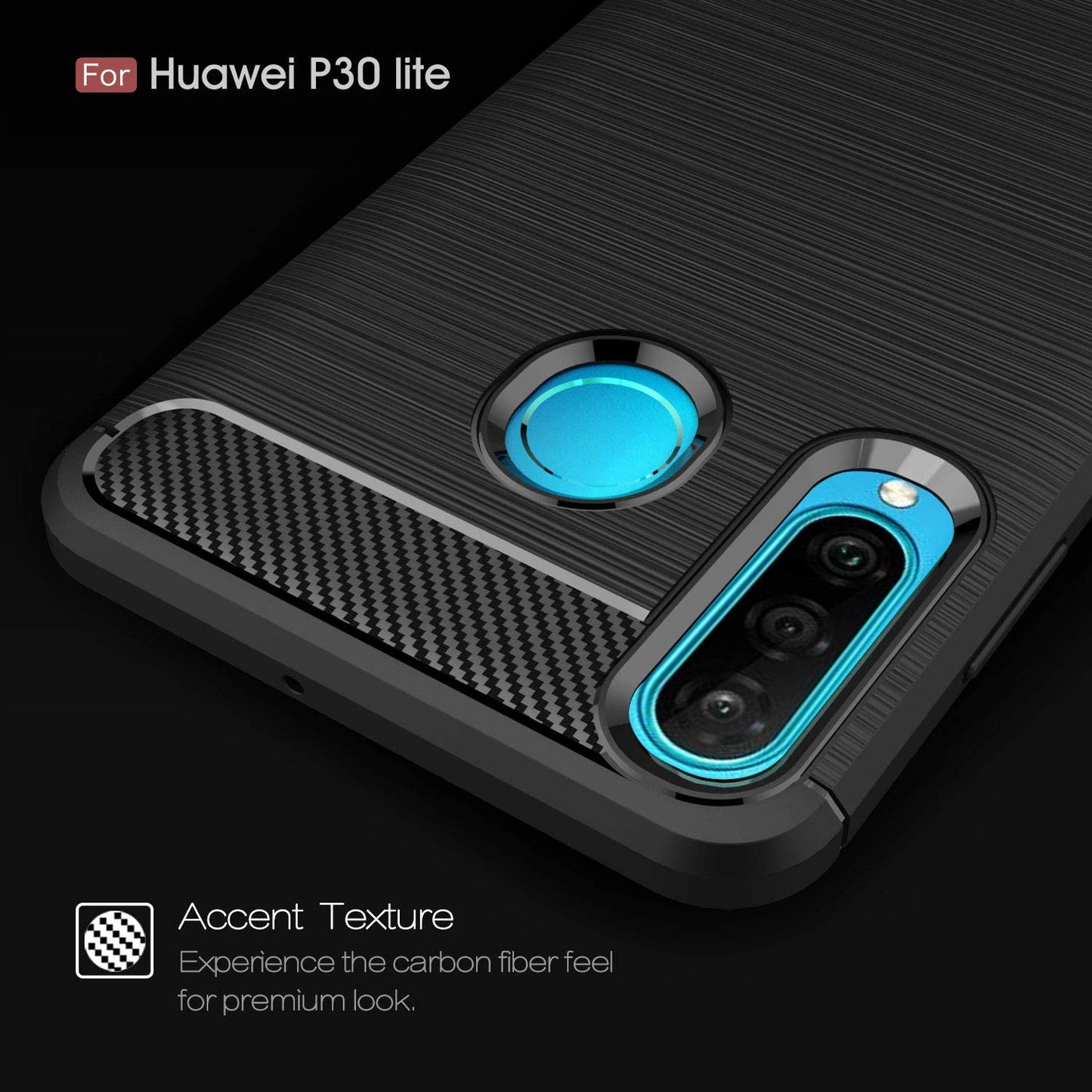 Deksel til Huawei P30 lite New Edition / P30 lite, Techsuit, Karbon, Svart