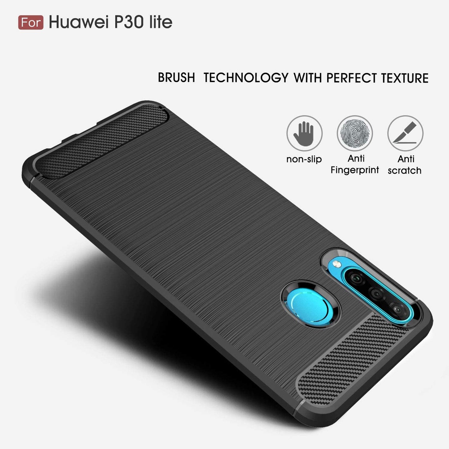 Deksel til Huawei P30 lite New Edition / P30 lite, Techsuit, Karbon, Svart