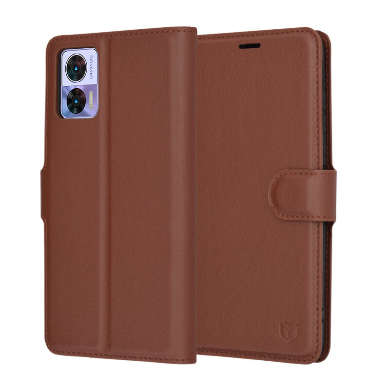 Deksel for Motorola Edge 30 Neo, Techsuit, Leather Folio, Brun