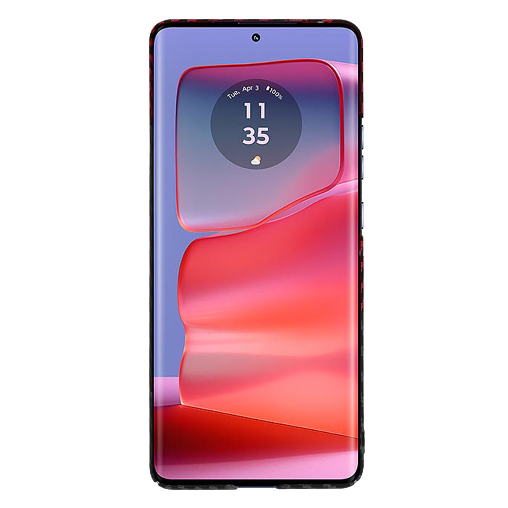 Deksel for Motorola Edge 50 Pro, Techsuit, Carbonite FiberShell, Svart Rød