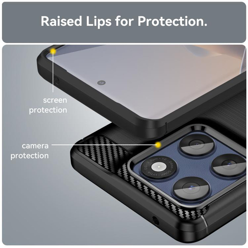Deksel til Motorola Edge 60 Pro, Techsuit, Karbon, Svart