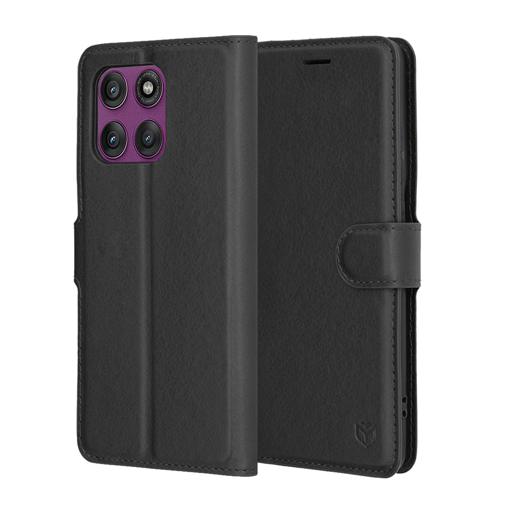 Deksel for Motorola Edge 60 Pro, Techsuit, Leather Folio, Svart