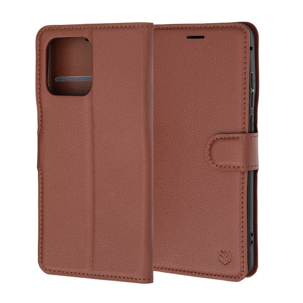 Deksel for Motorola Edge 70 Fusion, Techsuit, Leather Folio, Brun