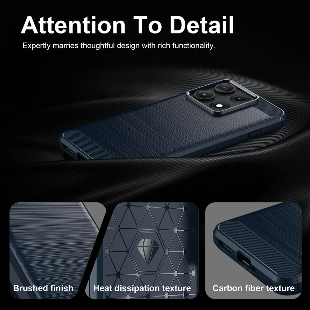 Deksel for Motorola Edge 70 Max, Techsuit, Karbon, Blå