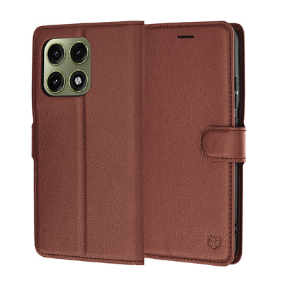 Deksel for Motorola Edge 70 Pro, Techsuit, Leather Folio, Brun