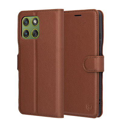 Deksel for Motorola Edge 70, Techsuit, Leather Folio, Brun