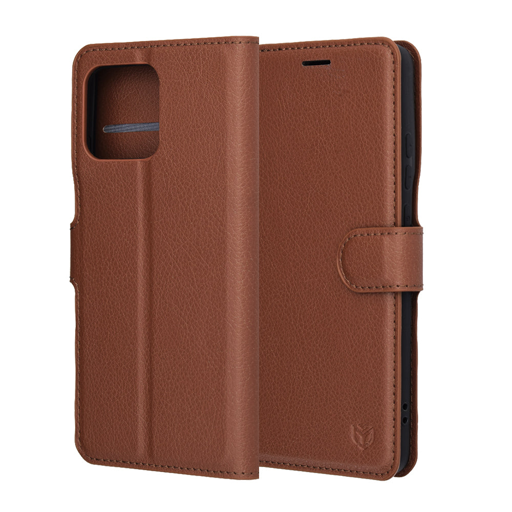 Deksel for Motorola Edge 70, Techsuit, Leather Folio, Brun