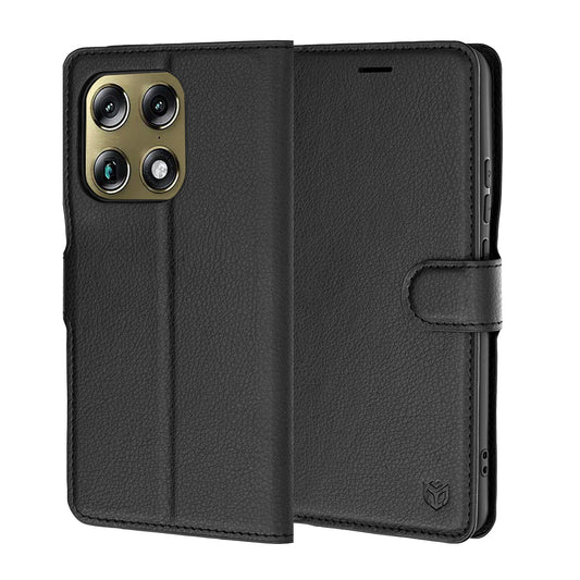 Deksel for Motorola Edge 70 Ultra / Signature, Techsuit, Leather Folio, Svart