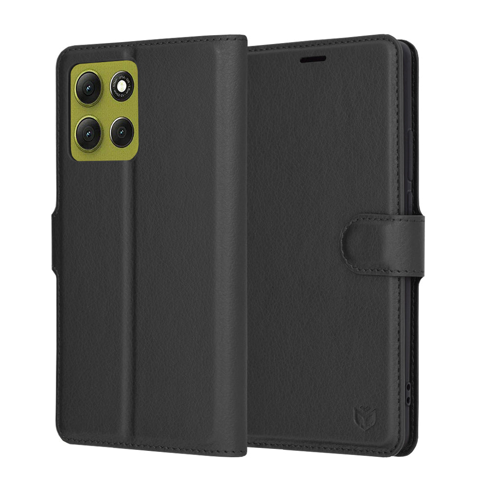 Deksel for Motorola Moto G86, Techsuit, Leather Folio, Svart