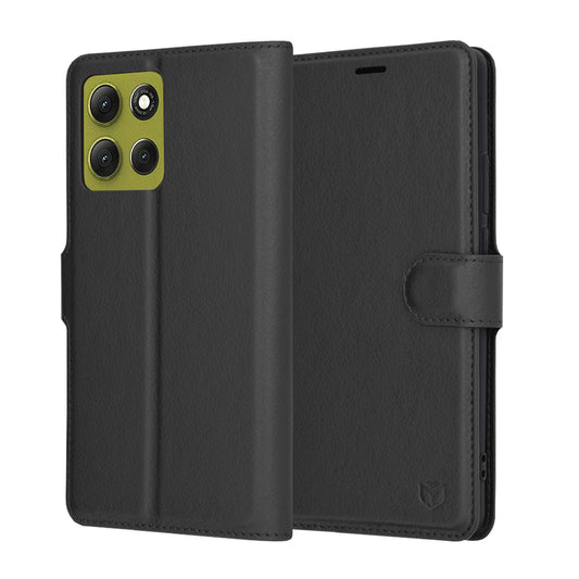 Deksel for Motorola Moto G86, Techsuit, Leather Folio, Svart