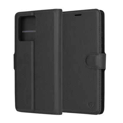 Deksel for Motorola Moto G86, Techsuit, Leather Folio, Svart