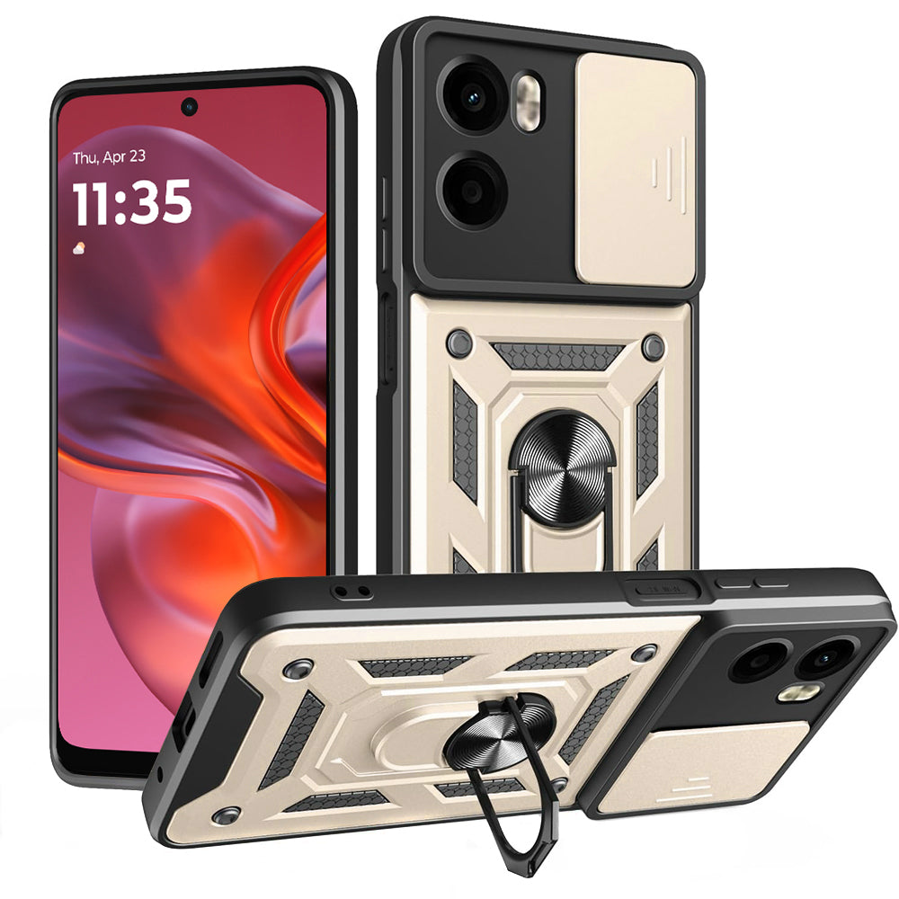 Deksel til Motorola Moto E15 / G05, Techsuit, CamShield, Gullfarget