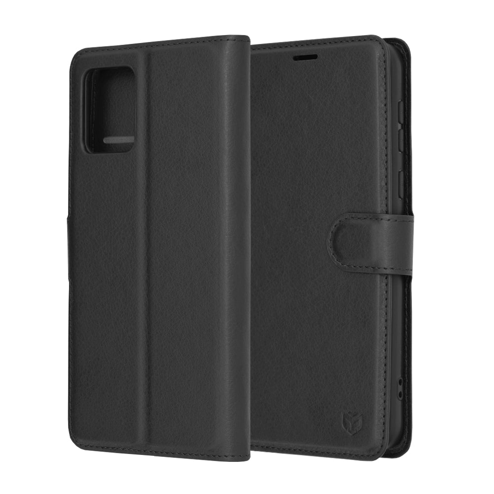 Deksel for Motorola Moto E13, Techsuit, Leather Folio, Svart