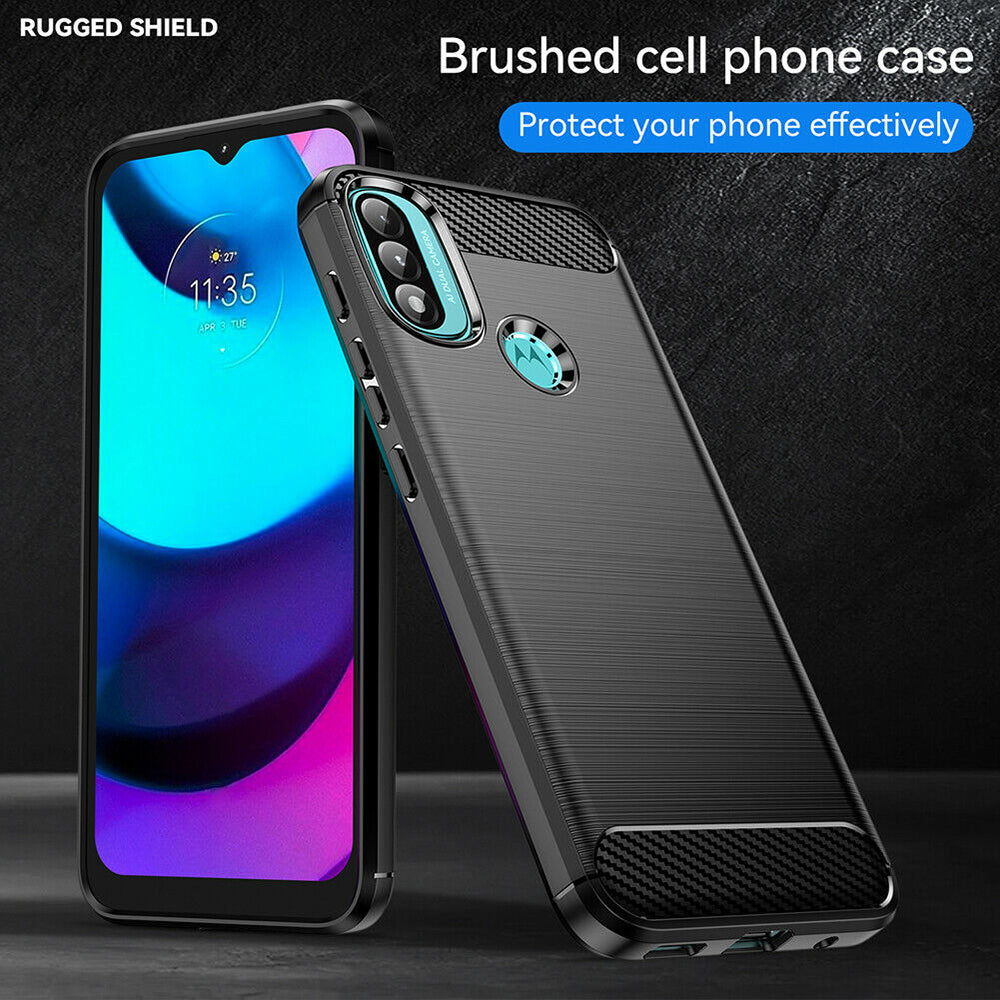 Deksel til Motorola Moto E40 / E30 / E20, Techsuit, Karbon, Svart