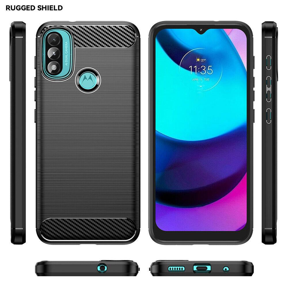 Deksel til Motorola Moto E40 / E30 / E20, Techsuit, Karbon, Svart