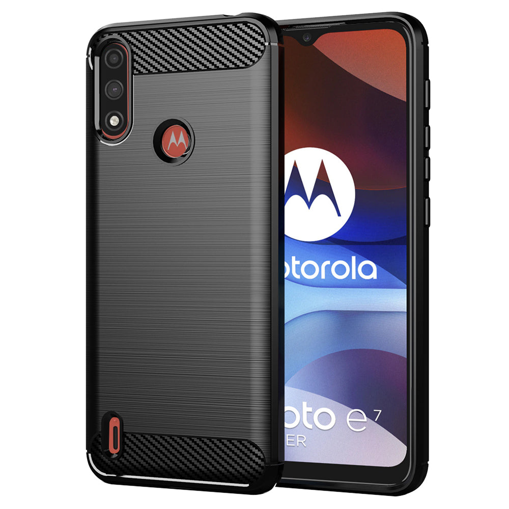 Deksel til Motorola Moto E7i Power / E7 Power, Techsuit, Karbon, Svart
