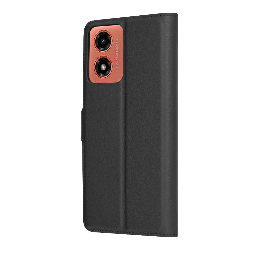 Deksel for Motorola Moto G04s / E14 / G04 / G24, Techsuit, Leather Folio, Svart
