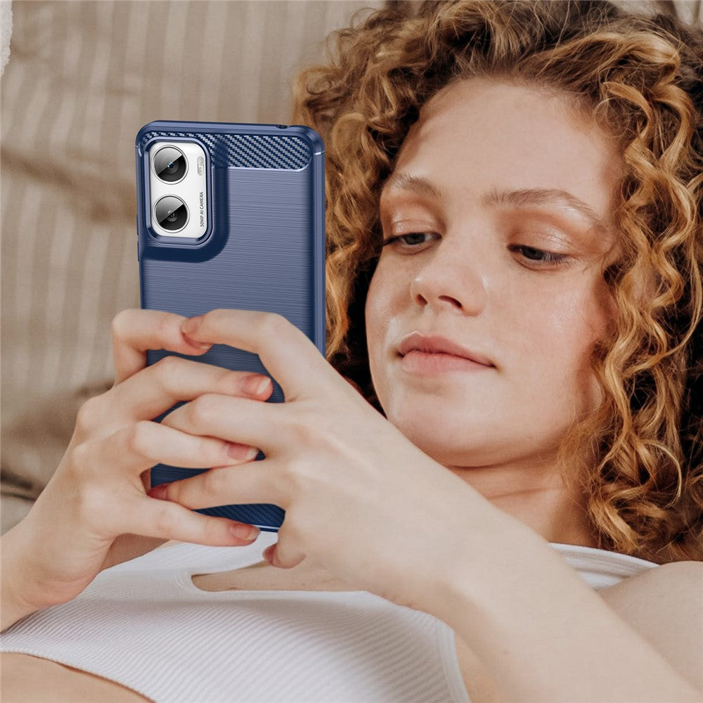 Deksel for Motorola Moto G06 Power / G06, Techsuit, Karbon, Blå