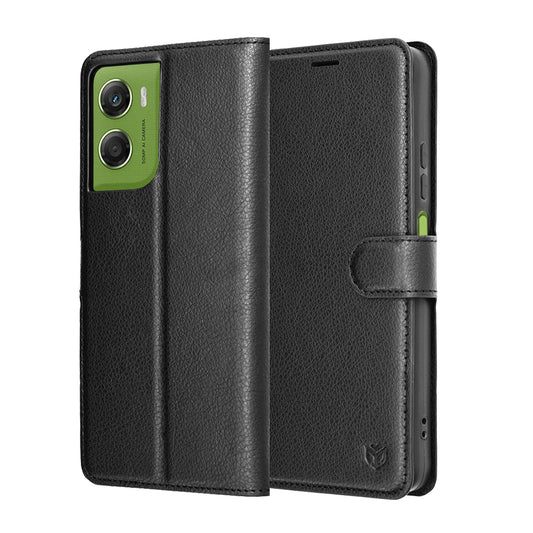 Deksel for Motorola Moto G06, Techsuit, Leather Folio, Svart