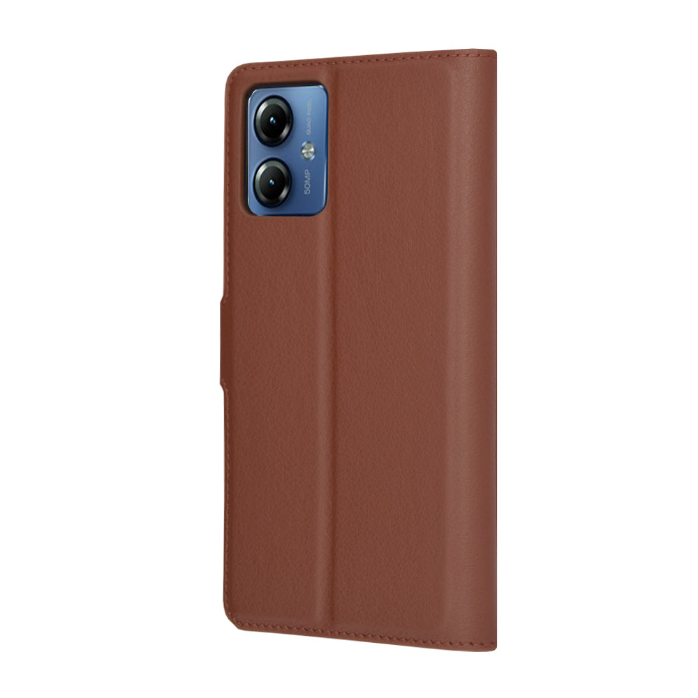 Deksel for Motorola Moto G14, Techsuit, Leather Folio, Brun