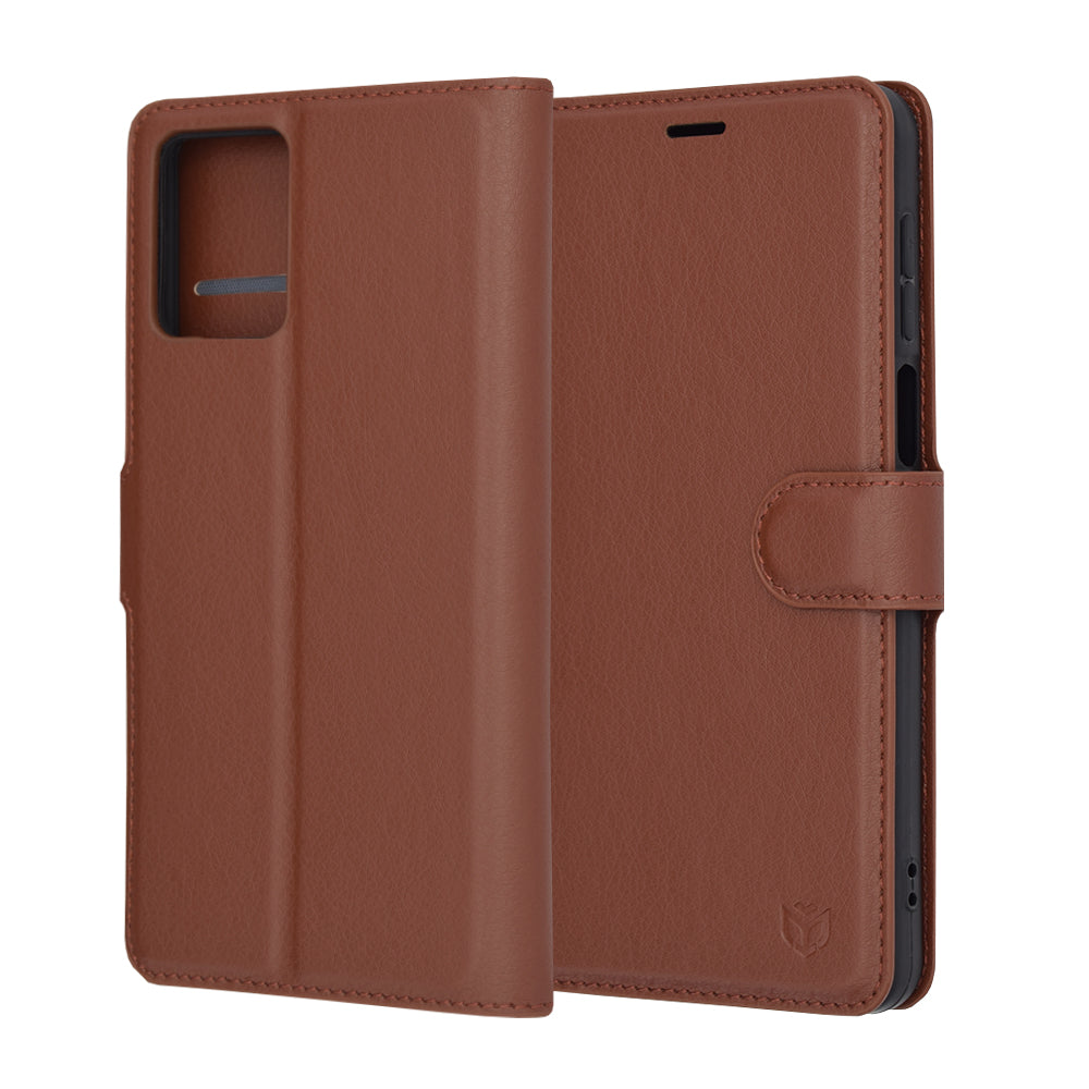Deksel for Motorola Moto G14, Techsuit, Leather Folio, Brun