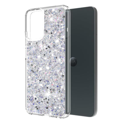 Deksel til Motorola Moto G14, Techsuit, Glitrende Glitter, Hvit