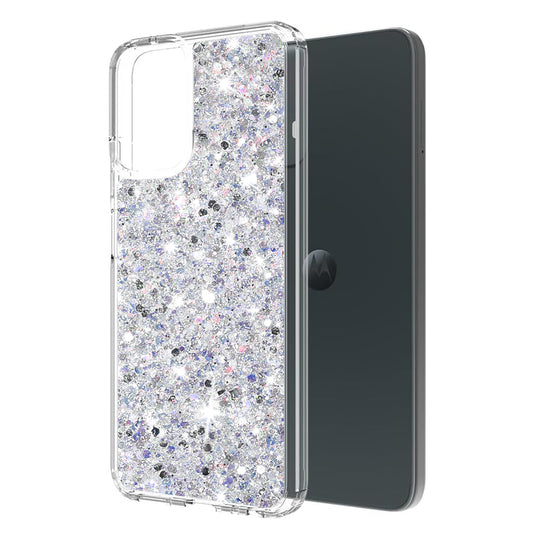 Deksel til Motorola Moto G14, Techsuit, Glitrende Glitter, Hvit