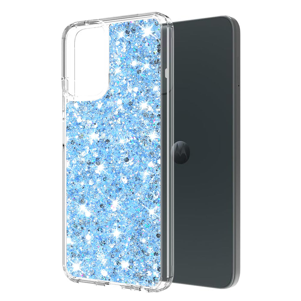 Deksel til Motorola Moto G14, Techsuit, Glitrende Glitter, Blå