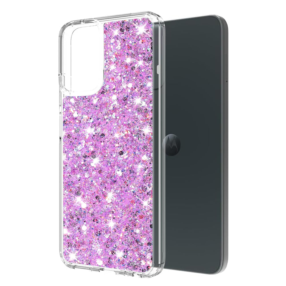 Deksel til Motorola Moto G14, Techsuit, Glitrende Glitter, Magenta