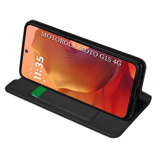 Deksel til Motorola Moto G15 / G15 Power, Techsuit, Magskin Book, Svart