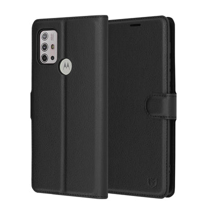 Deksel for Motorola Moto G30 / G20 / G10, Techsuit, Leather Folio, Svart