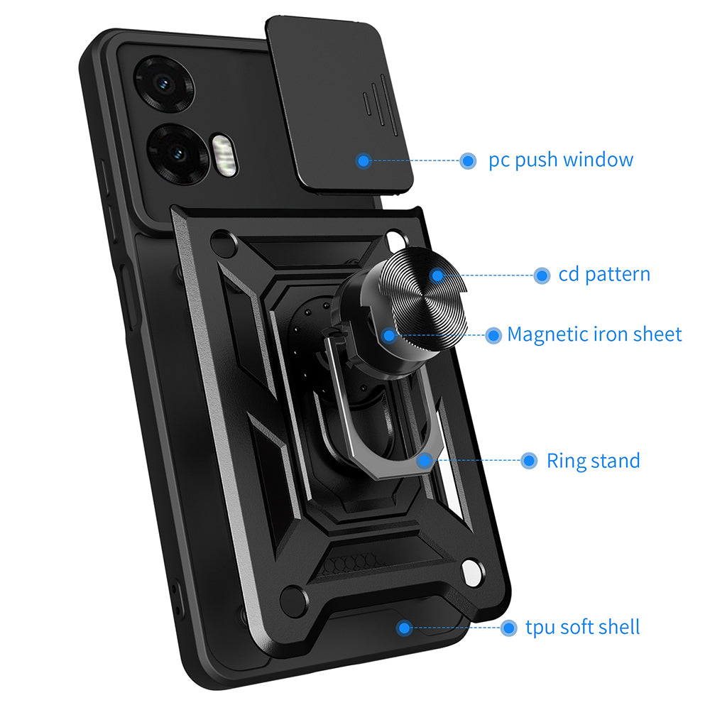 Deksel for Motorola Moto G35, Techsuit, CamShield, Svart
