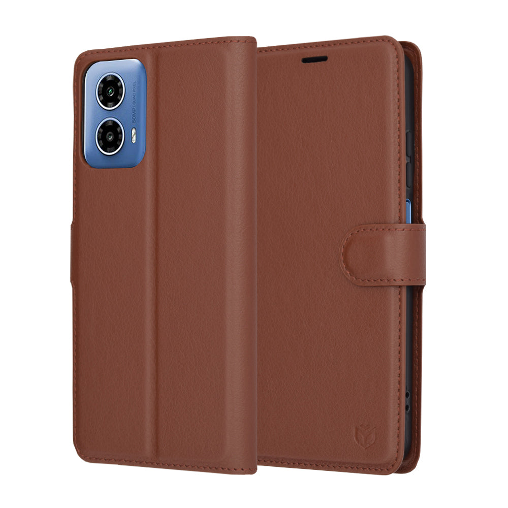 Deksel for Motorola Moto G45 / G34, Techsuit, Leather Folio, Brun