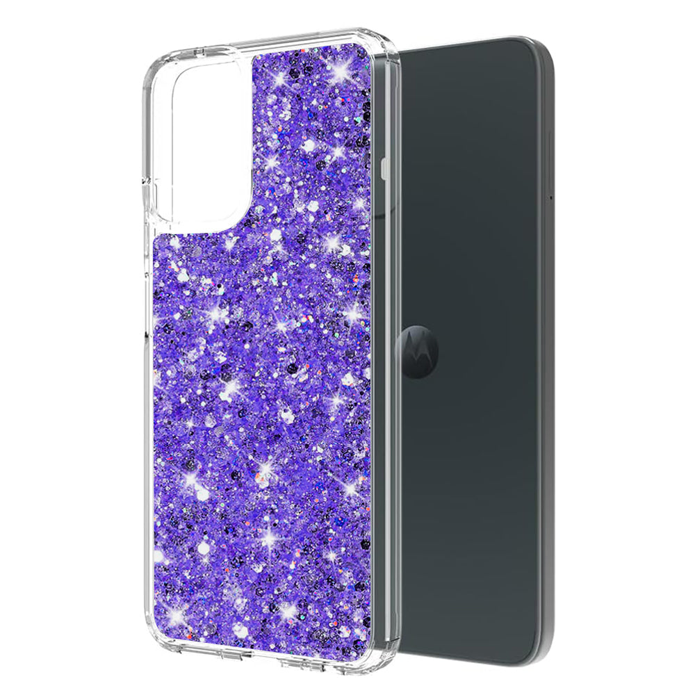 Deksel til Motorola Moto G45 / G34, Techsuit, Glitrende Glitter, Lilla