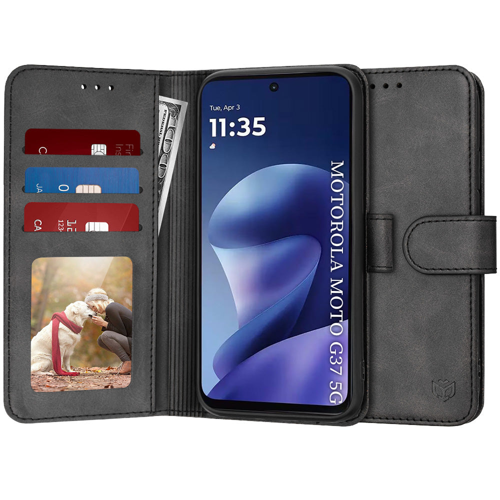 Deksel for Motorola Moto G47 / G37 Power / G37, Techsuit, Diary Book, Svart
