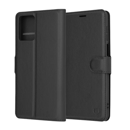 Deksel for Motorola Moto G54, Techsuit, Leather Folio, Svart