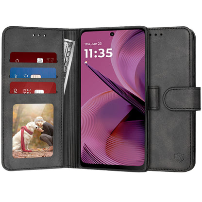 Deksel for Motorola Moto G55, Techsuit, Diary Book, svart