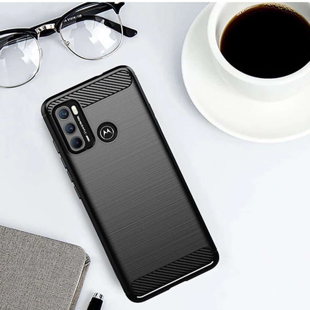 Deksel til Motorola Moto G60, Techsuit, Karbon, Svart