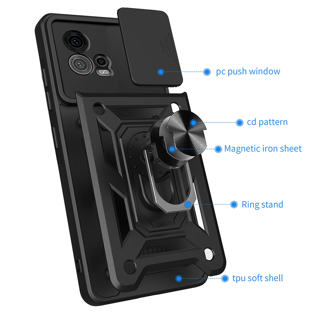 Deksel for Motorola Moto G72, Techsuit, CamShield, Svart