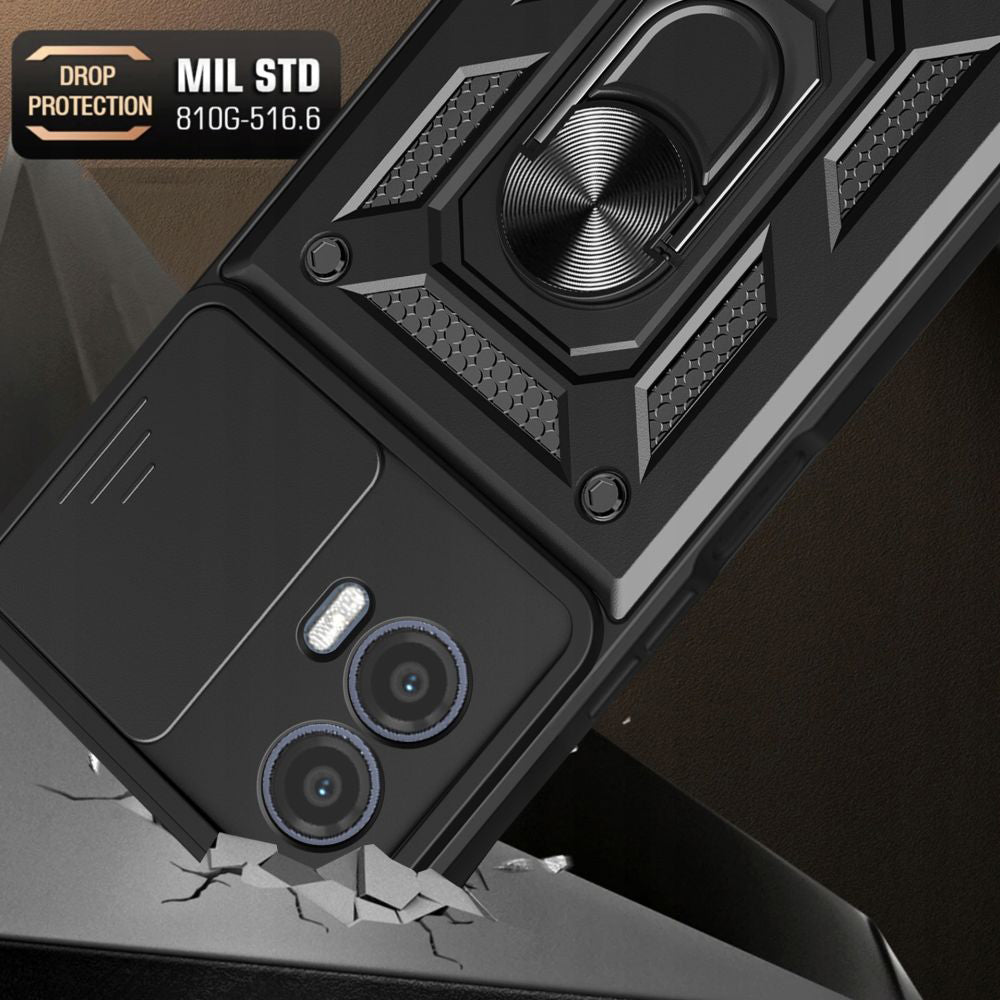 Deksel for Motorola Moto G73, Techsuit, CamShield, Svart