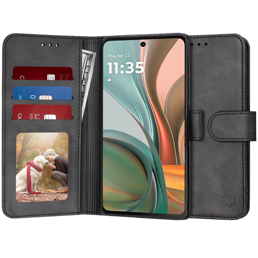 Deksel for Motorola Moto G75, Techsuit, Diary Book, svart
