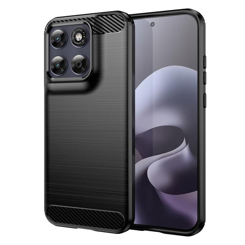 Deksel for Motorola Moto G77 / G67, Techsuit, Karbon, Svart