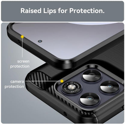 Deksel for Motorola Moto G77 / G67, Techsuit, Karbon, Svart
