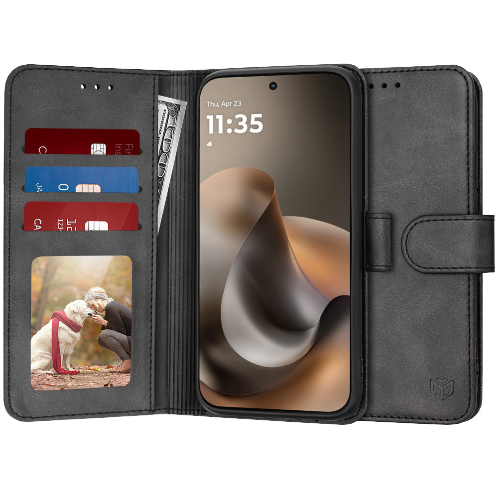 Deksel for Motorola Moto G77 / G67, Techsuit, Diary Book, Svart