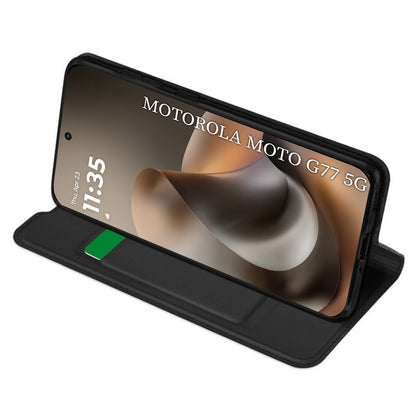 Deksel for Motorola Moto G77 / G67, Techsuit, Magskin Book, Svart