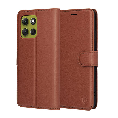 Deksel for Motorola Moto G86, Techsuit, Leather Folio, Brun