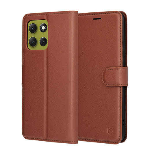 Deksel for Motorola Moto G86, Techsuit, Leather Folio, Brun