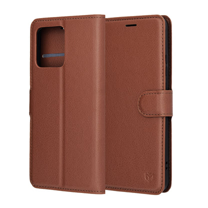 Deksel for Motorola Moto G86, Techsuit, Leather Folio, Brun