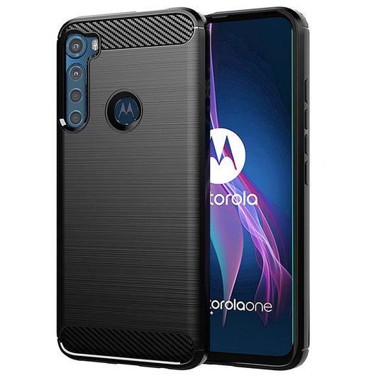 Deksel for Motorola One Fusion+, Techsuit, Karbon, Svart